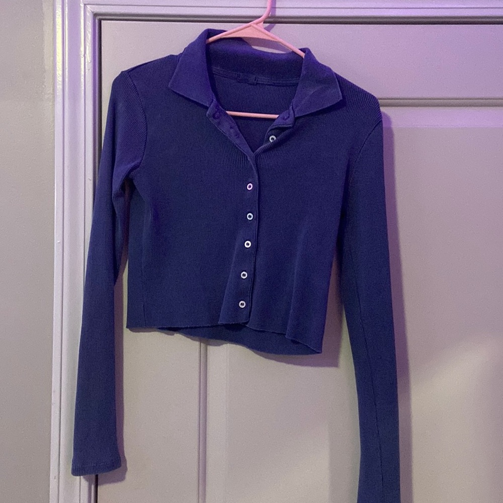 Brady Navy blue ribbed button down with collar